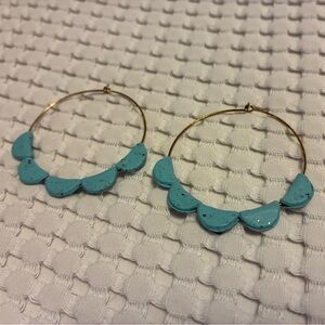 Elegant Turquoise and Gold Hoop Earrings